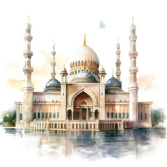 Obraz premium Taj mahal, mosque, watercolor, PNG background