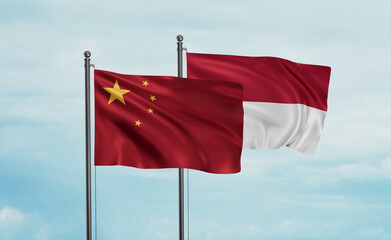 Indonesia and China flag