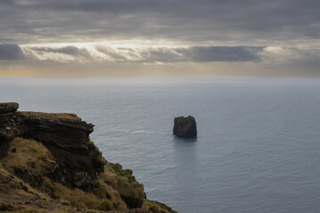 Rocky coast and Atlantic ocean, Dyrholaey, south Iceland