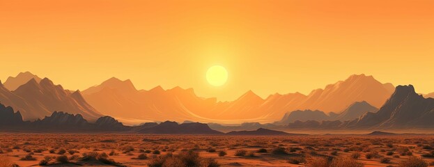 Serenity of the sands. Stunning desert landscape bathed in the glow of sunset in the warmth of summer
