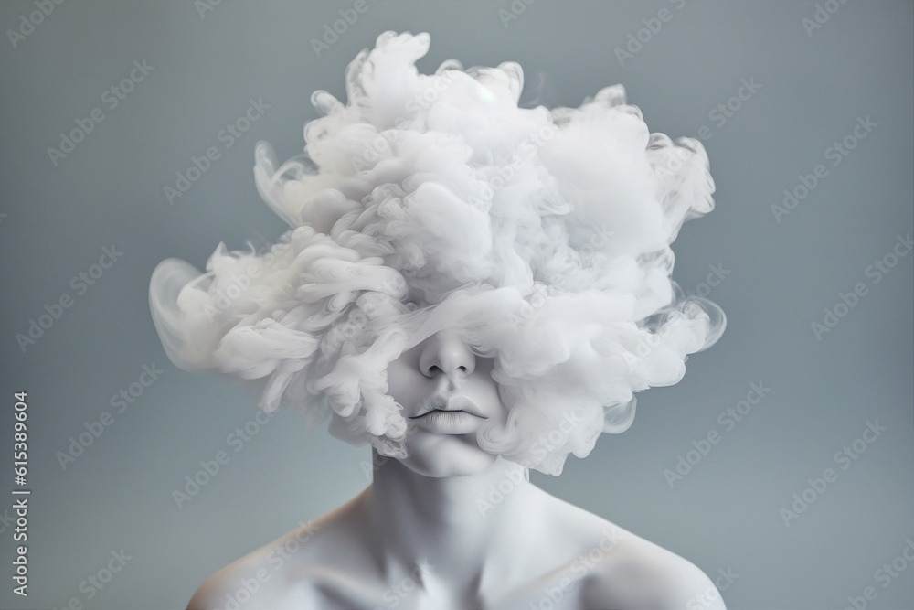 Aufkleber artificial intelligence image generative ai photo sensual tender young person without face futuristi