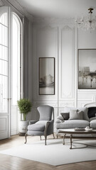 interior french modern style living room sofa coordinate stylish background Home decor apartment hotel