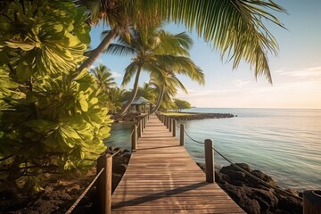 Deserted beautiful summer tropical island. Generative AI