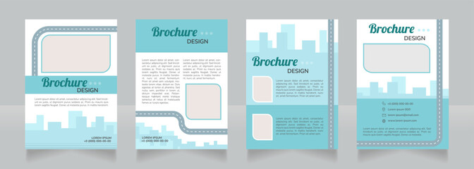 Prevent climate change blue blank brochure design. Template set with copy space for text. Premade corporate reports collection. Editable 4 pages. Lobster Regular, Nunito SemiBold, Light fonts used