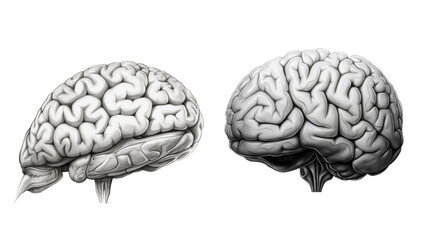 Sketch of Human brain isolated on transparent background. generative AI