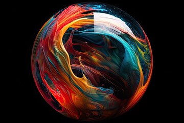Swoosh of colors - Liquid colors swoosh in a transparent orb