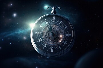 Fototapeta na wymiar Clock in space - time concept (AI generated)