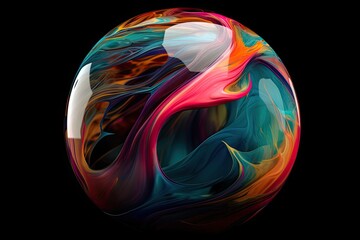 Swoosh of colors - Liquid colors swoosh in a transparent orb