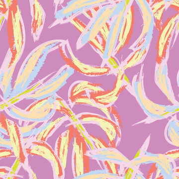 Pastels Tropical Leaf Seamless Pattern Design © Siu-Hong Mok