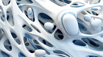 Futuristic abstract 3d smooth glossy shapes, in white and blue colors