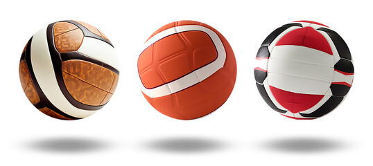 Obraz premium set of sports balls isolated on transparent background, generative ai