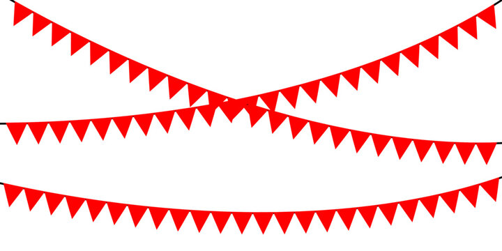 Red Bunting Flag Garlands For Carnival