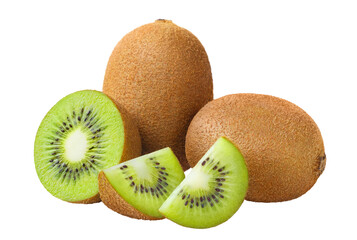 Delicious ripe kiwi fruits cut out