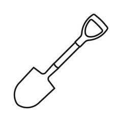 Soil digging icon with spade in line style.
