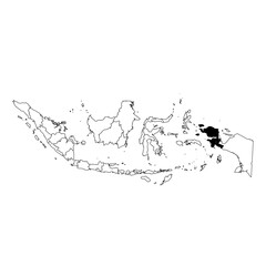 Vector map of the province of Papua Barat highlighted highlighted in black on the map of Indonesia.