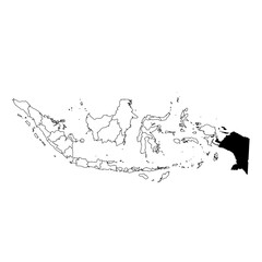 Vector map of the province of Papua highlighted highlighted in black on the map of Indonesia.