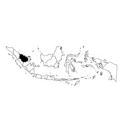 Vector map of the province of Riau highlighted highlighted in black on the map of Indonesia.