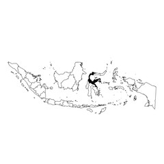Vector map of the province of Sulawesi Tengah highlighted highlighted in black on the map of Indonesia.