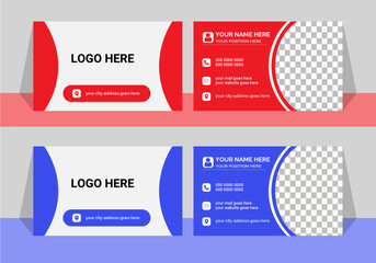 Double-sided creative business card template.Blue and pink business card clean design vector template.