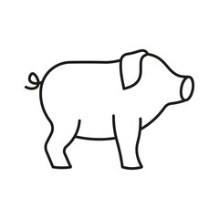 pig icon, piggy silhouette linear sign.