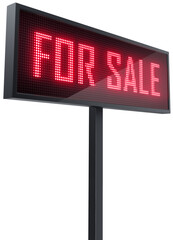 For Sale led sign isolated