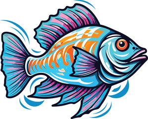Obraz na płótnie Canvas Fishing vector, fish vector art, fishing, cartoon fish, happy fish, sad fish,