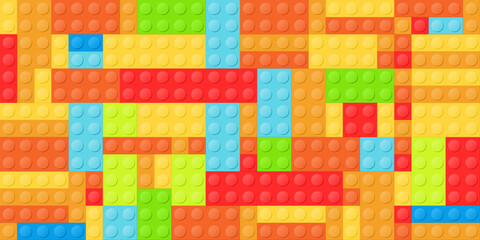 Toy construction blocks background. Vector illustration texture.