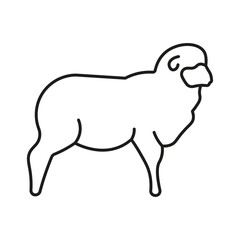 Sheep, lamb or goat grazing used for fur, wool and milk as modern clean line art.