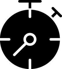 Stopwatch black glyph icon. Business process deadline. Countdown. Accurate measurement. Sport competition. Silhouette symbol on white space. Solid pictogram. Vector isolated illustration
