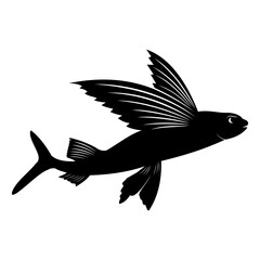 silhouette of a flying fish