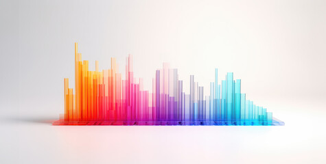 A colorful bar graph isolated on neutral white background. Numbers, statistical data concept. Hand edited generative AI.
