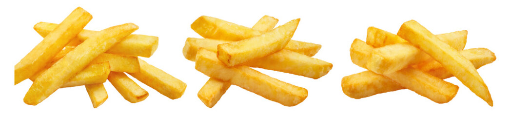 Set of delicious potato fries, cut out