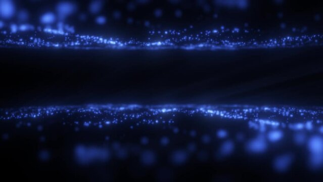 Digital blue abstract colorful wavy background with particles. Magical cosmic waves.Enchanting incredible dream in cosmic clouds.