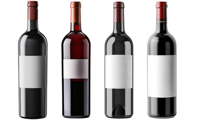 Set of Bordolese - bottle of red wine isolated on transparent background 