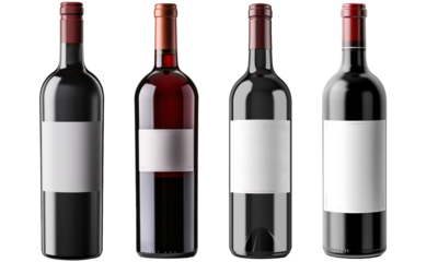 Set of Bordolese - bottle of red wine isolated on transparent background 
