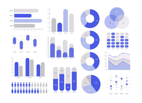Business and social information infographic chart design template set. Elements kit. Visual data presentation. Editable bar graphs and circular diagrams collection. Myriad Pro font used