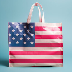 Fototapeta premium Shopping bag with American flag