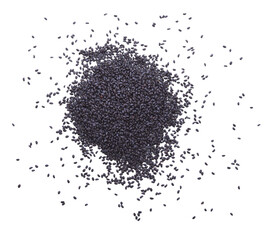 Pile of organic black sesame seeds isolated transparent png