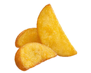 Delicious fried potato wedges, cut out