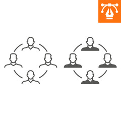 Teamwork line and solid icon, outline style icon for web site or mobile app, human and business, corporate vector icon, simple vector illustration, vector graphics with editable strokes.