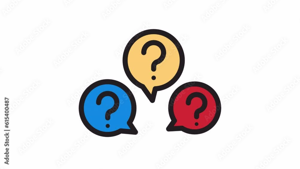 Poster question mark, questions and faq animated icon on transparent background.