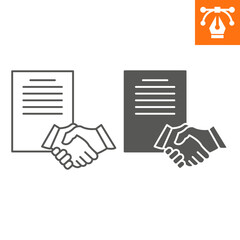 Deal agreement line and solid icon, outline style icon for web site or mobile app, business and communication, handshake vector icon, simple vector illustration, vector graphics with editable strokes.