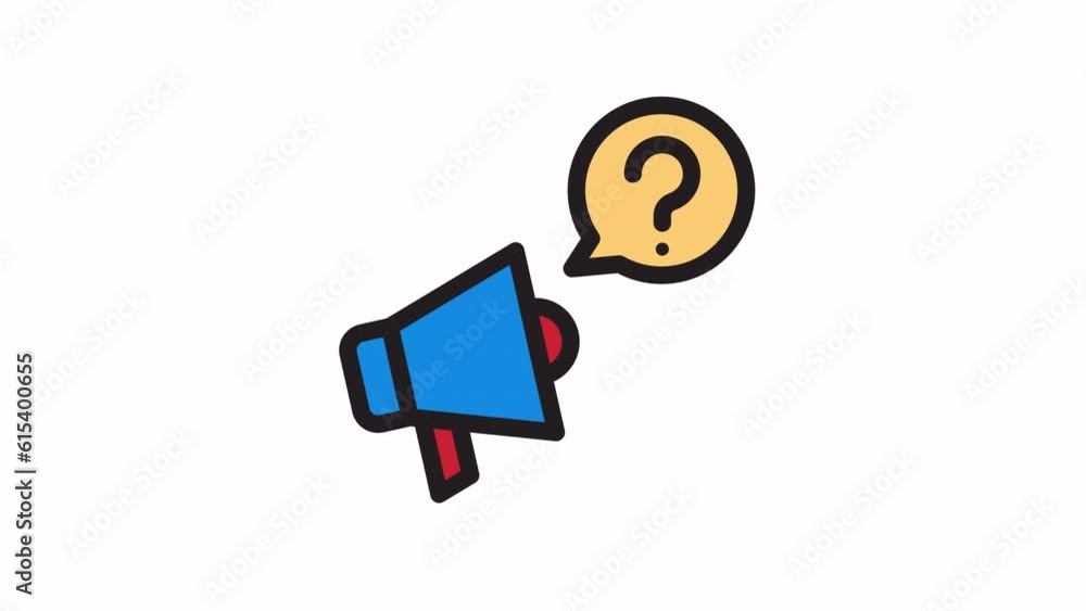 Poster announce question, questions and faq animated icon on transparent background.