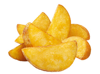 Delicious fried potato wedges, cut out