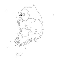 Vector map of the province of Incheon highlighted highlighted in black on the map of South Korea.
