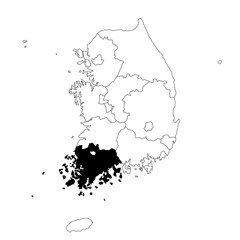 Vector map of the province of South Jeolla highlighted highlighted in black on the map of South Korea.