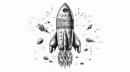 Cartoon style rocket UI imag