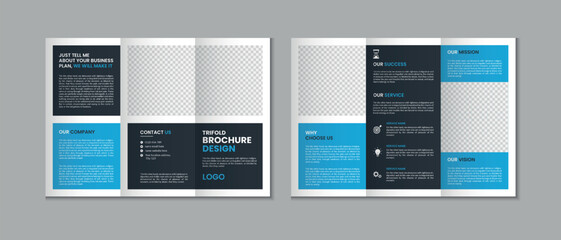 Professional clean modern and corporate various colorful unique trifold brochure template, three fold cover page, three fold presentation, bifold brochure layout design with mockup