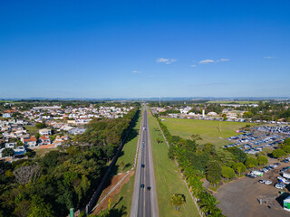 Obraz premium Panoramic aerial view of the city Holambra in the interior of São Paulo in 2023. Also known as the city of flowers.