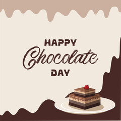 World Chocolate Day. Melted chocolate. Happy Chocolate Day Instagram post, postcard or banner.